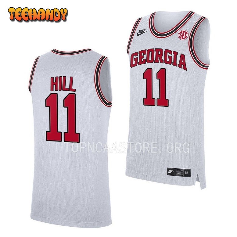 Georgia Bulldogs Justin Hill 2023 White Home College Basketball Jersey