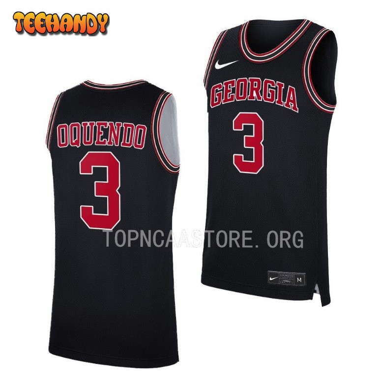 Georgia Bulldogs Kario Oquendo 2023 Black Throwback College Basketball Jersey