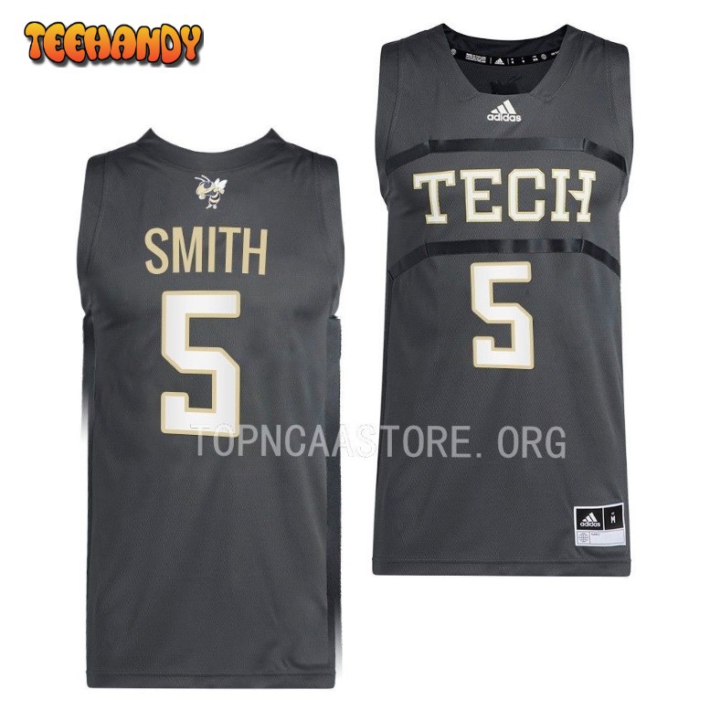 Georgia Tech Yellow Jackets Deivon Smith 2023 Gray College Basketball Jersey