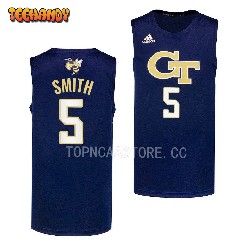 Georgia Tech Yellow Jackets Deivon Smith 2023 Navy College Basketball Jersey