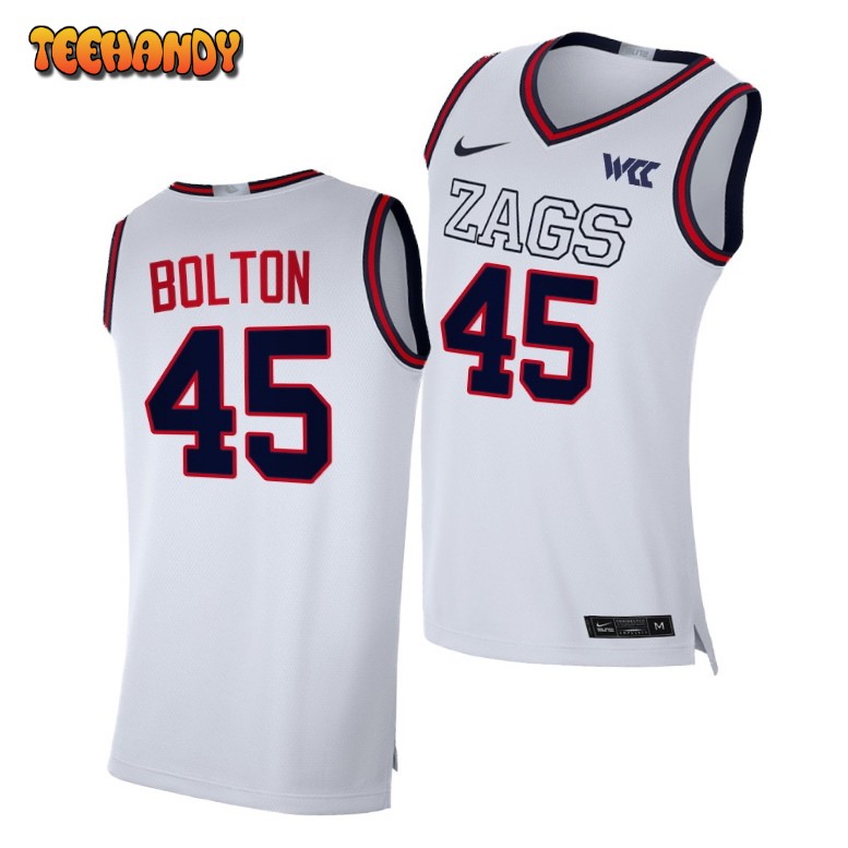 Gonzaga Bulldogs Rasir Bolton White Replica College Basketball Jersey