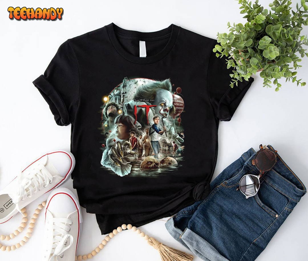 Graphic Pennywise IT Clown Shirt, You’ll Float Too Horror Movie Shirt