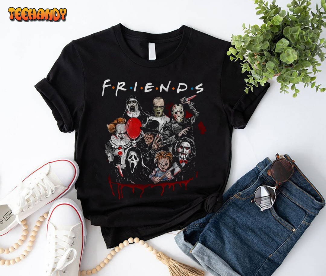 Halloween Friends T-Shirt, Horror Movie Shirt, Pennywise Freddy Krueger Shirt