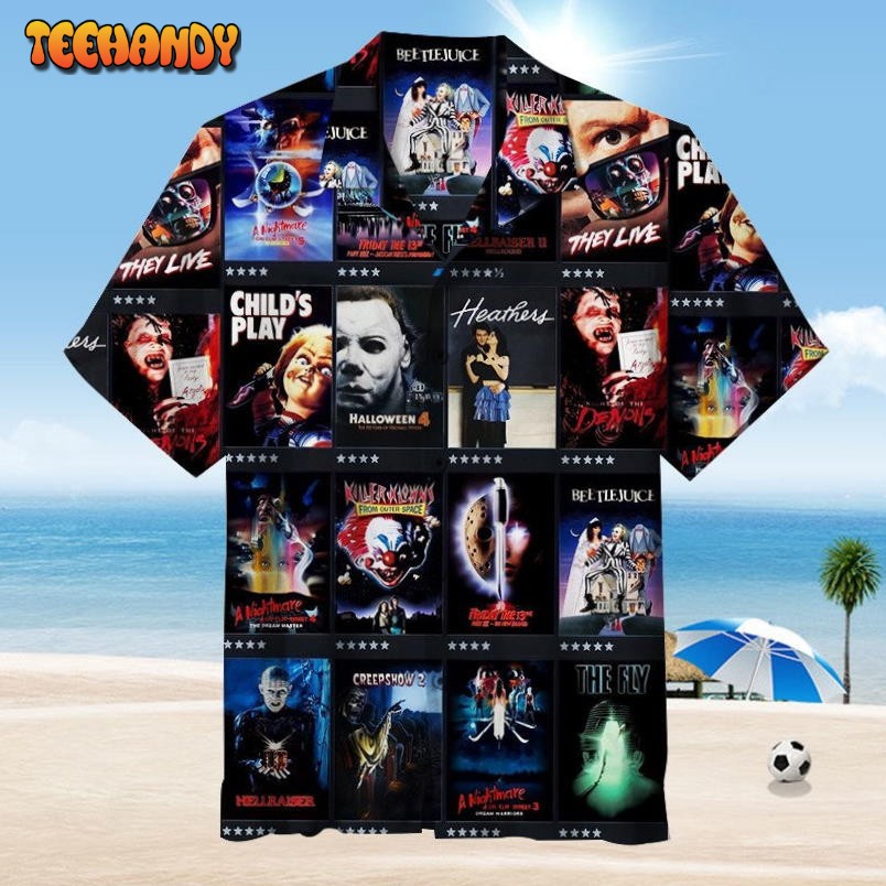 Horror Movie Retro Hawaii Shirt, Horror Movie Button Down Shirt