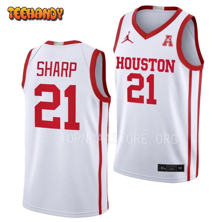 Houston Cougars Emanuel Sharp 2023 White Home College Basketball Jersey