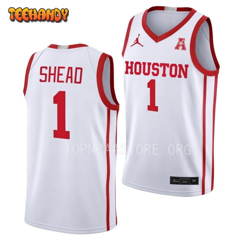 Houston Cougars Jamal Shead 2023 White Home College Basketball Jersey