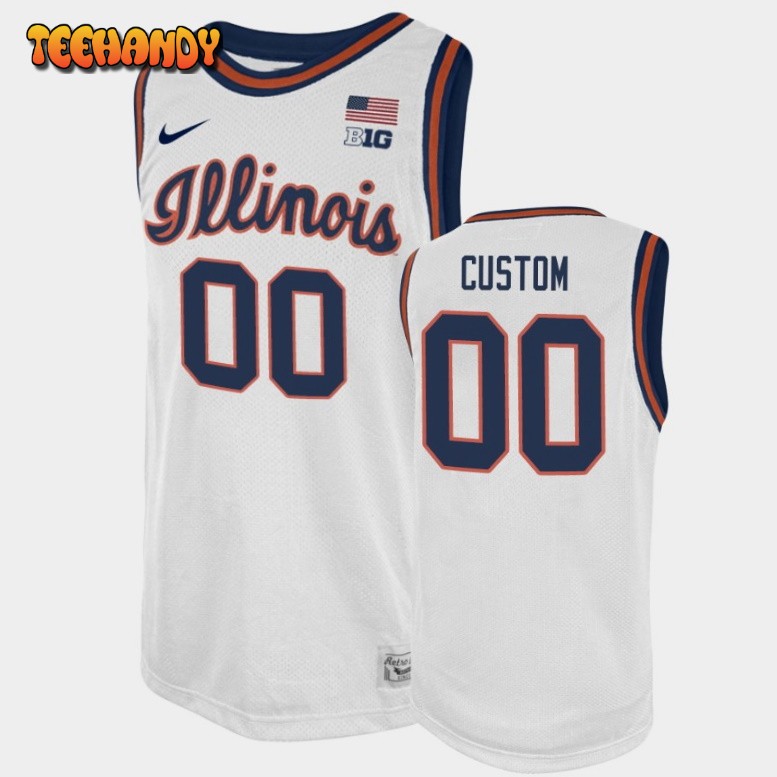 Illinois Fighting Illini Custom White Throwback College Basketball Jersey