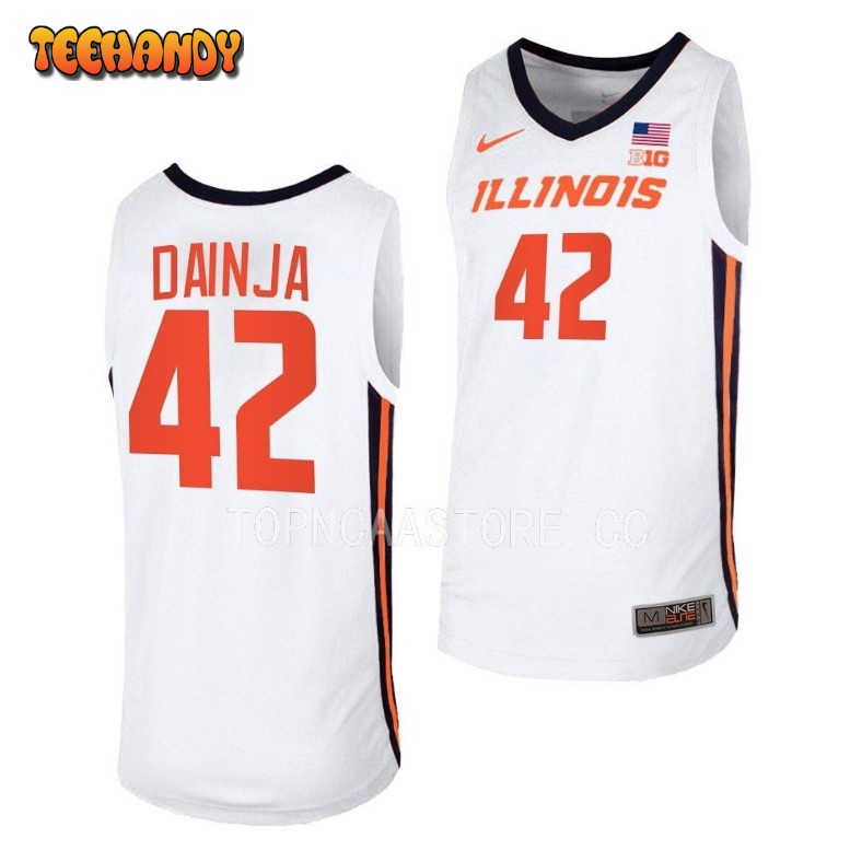 Illinois Fighting Illini Dain Dainja White Replica College Basketball Jersey