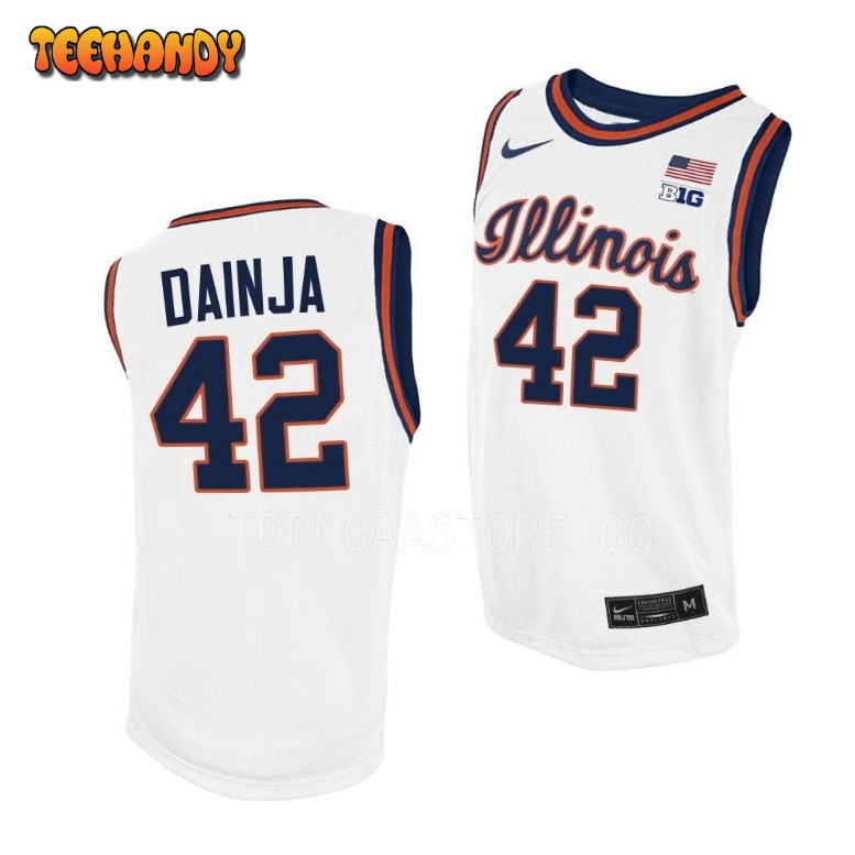 Illinois Fighting Illini Dain Dainja White Throwback College Basketball Jersey