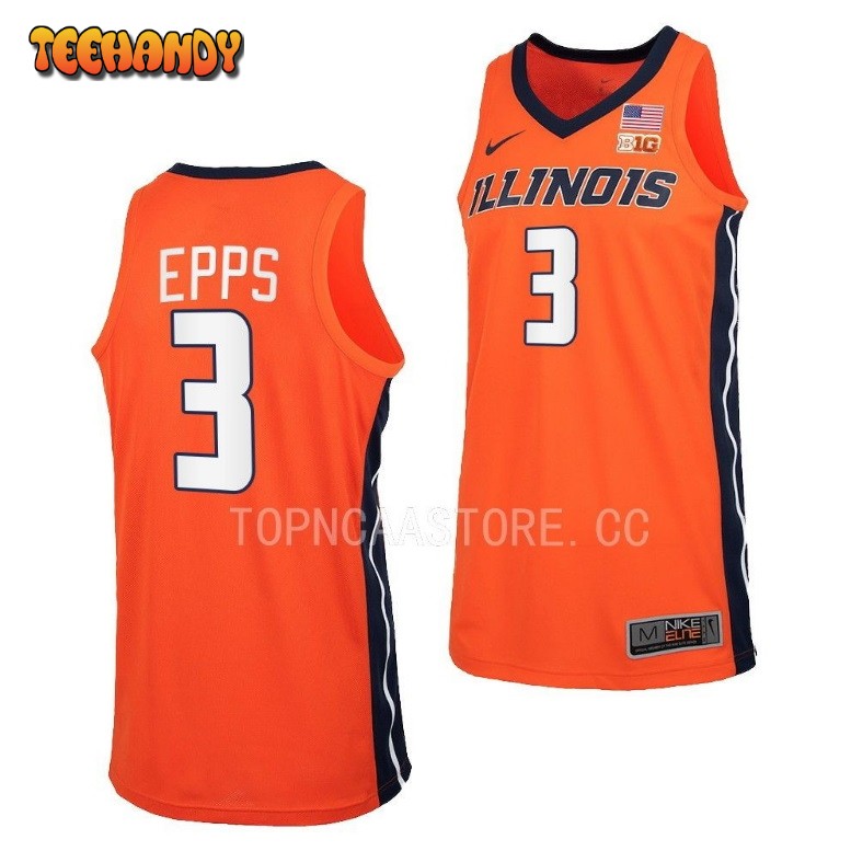 Illinois Fighting Illini Jayden Epps 2023 Orange College Basketball Jersey