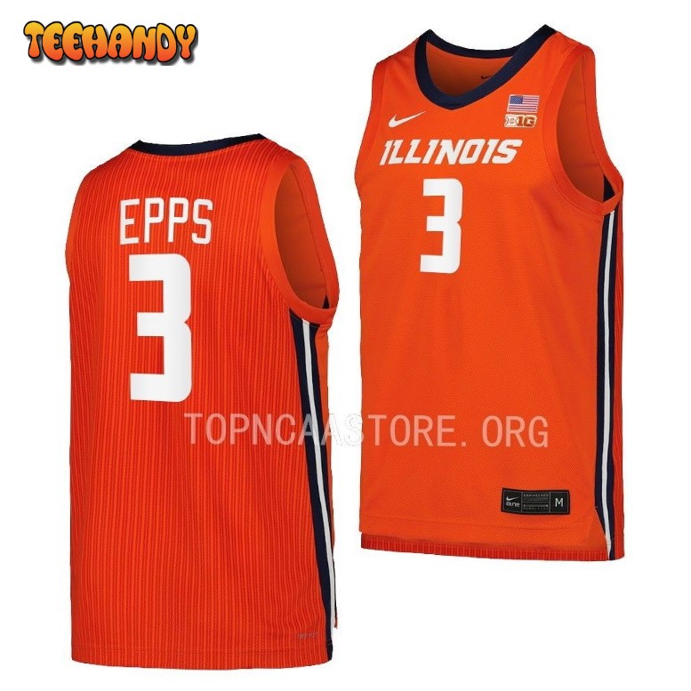 Illinois Fighting Illini Jayden Epps Orange Replica College Basketball Jersey