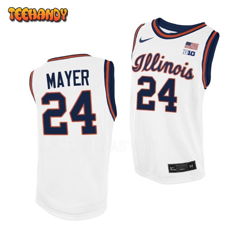 Illinois Fighting Illini Matthew Mayer White Throwback College Basketball Jersey