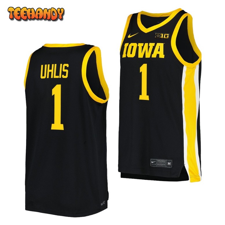 Iowa Hawkeyes Ahron Uhlis 2023 Black Replica College Basketball Jersey