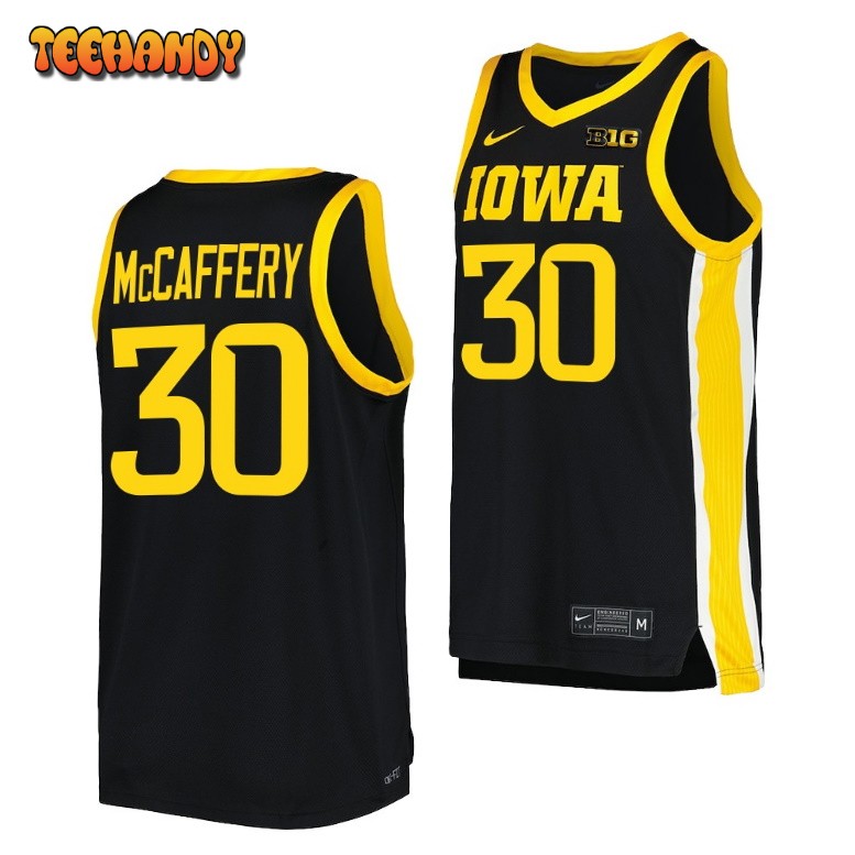 Iowa Hawkeyes Connor McCaffery 2023 Black Replica College Basketball Jersey