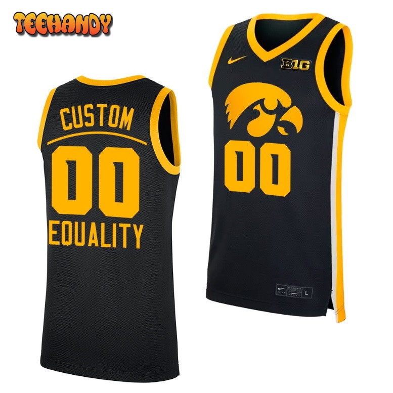 Iowa Hawkeyes Custom Equality Black College Basketball Jersey