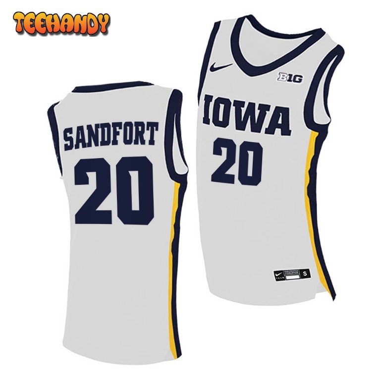 Iowa Hawkeyes Payton Sandfort 2021 White Home College Basketball Jersey