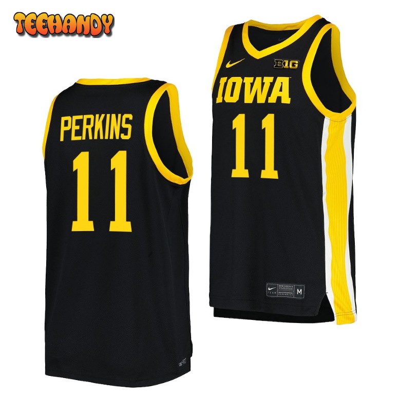 Iowa Hawkeyes Tony Perkins 2023 Black Replica College Basketball Jersey