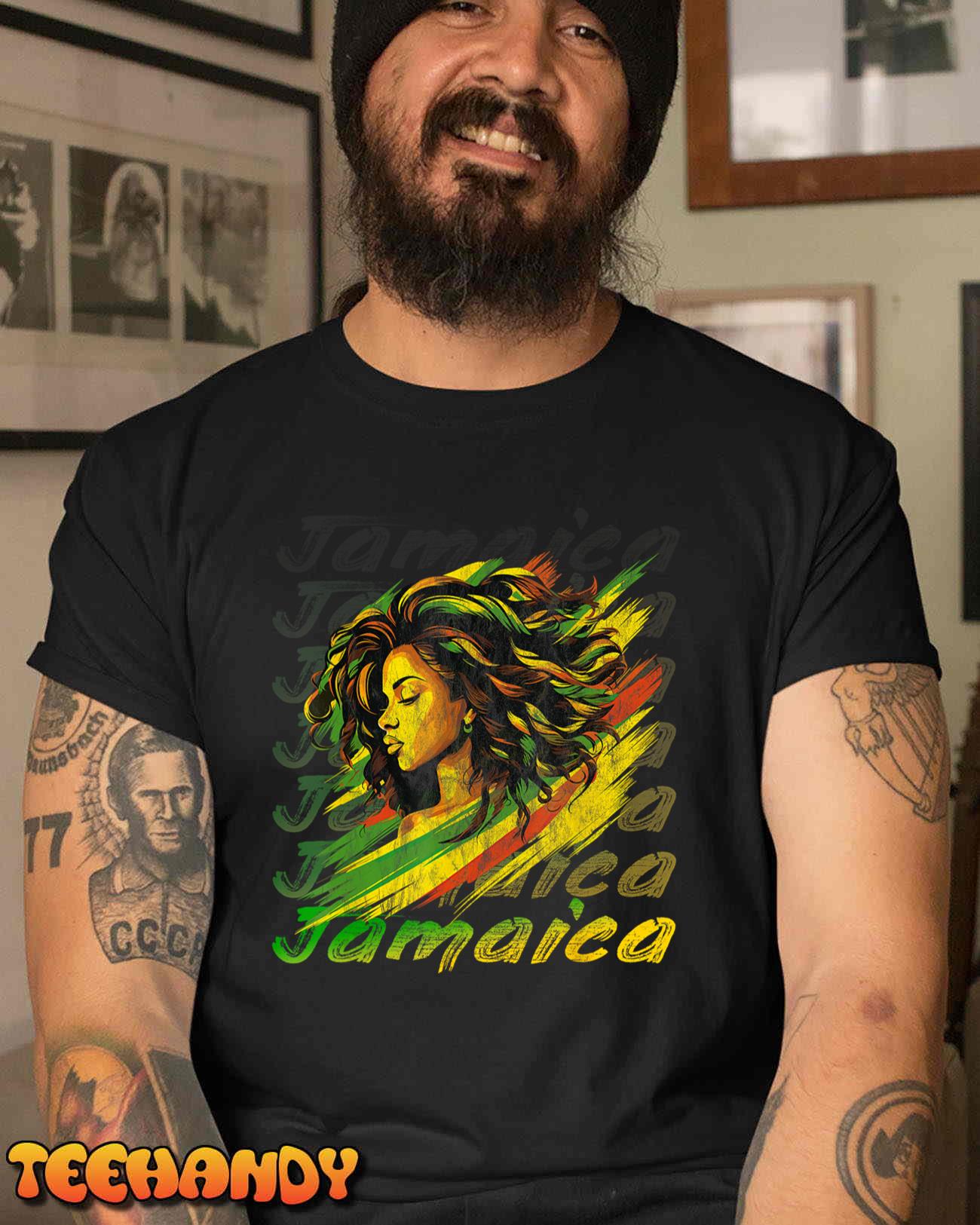 Jamaican Black Girls Shirt Jamaica Flag Hair Women T-Shirt