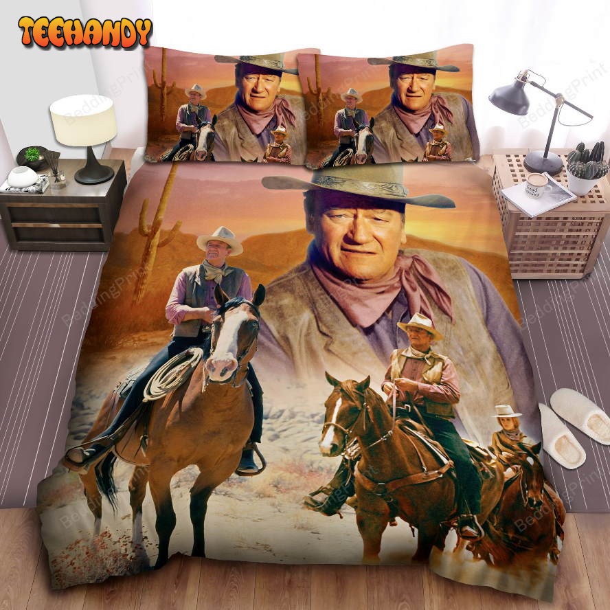 John Wayne Riding Horse Bed Sheets Duvet Cover Bedding Sets