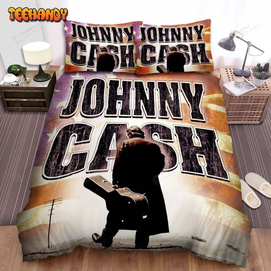 Johnny Cash I Walk The Line Vintage Poster Spread Comforter Bedding Sets