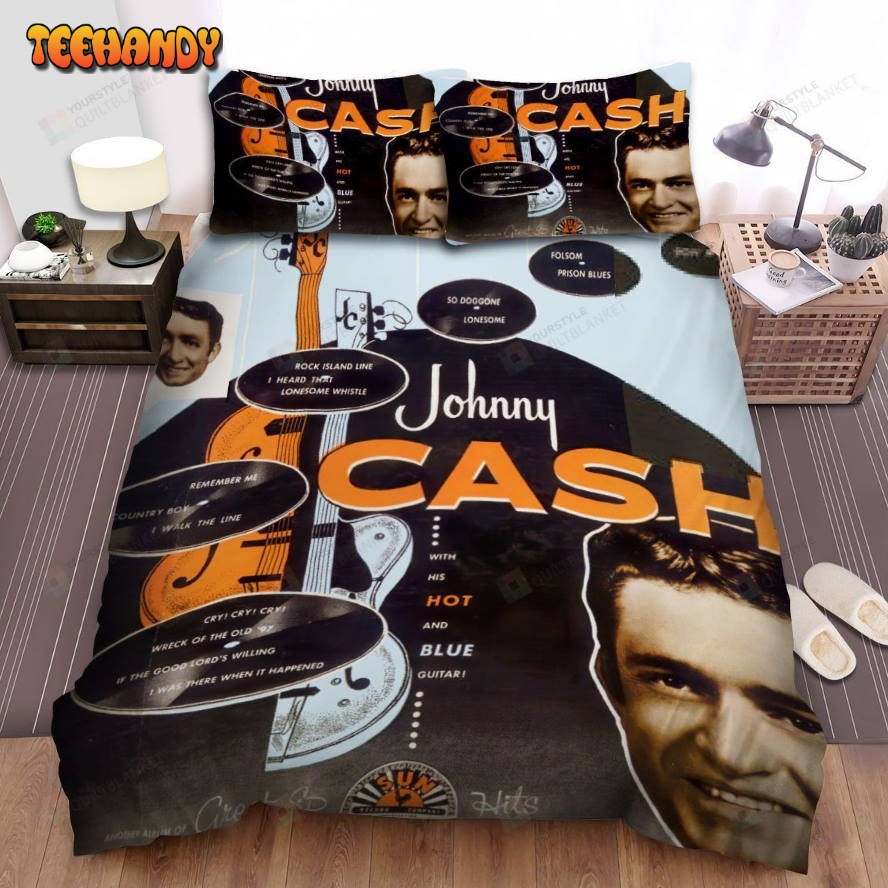 Johnny Cash With His Hot And Blue Guitar Album Cover Comforter Bedding Sets