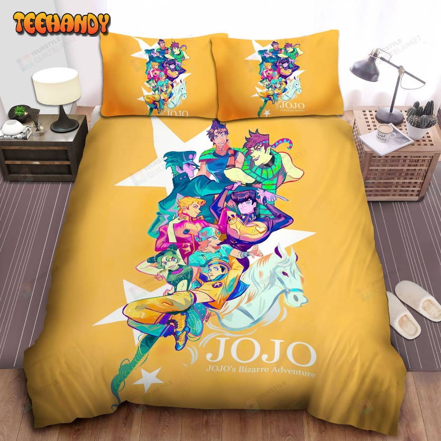 Jojo Bizarre Adventure Characters Cartoon Style Spread Comforter Bedding Sets