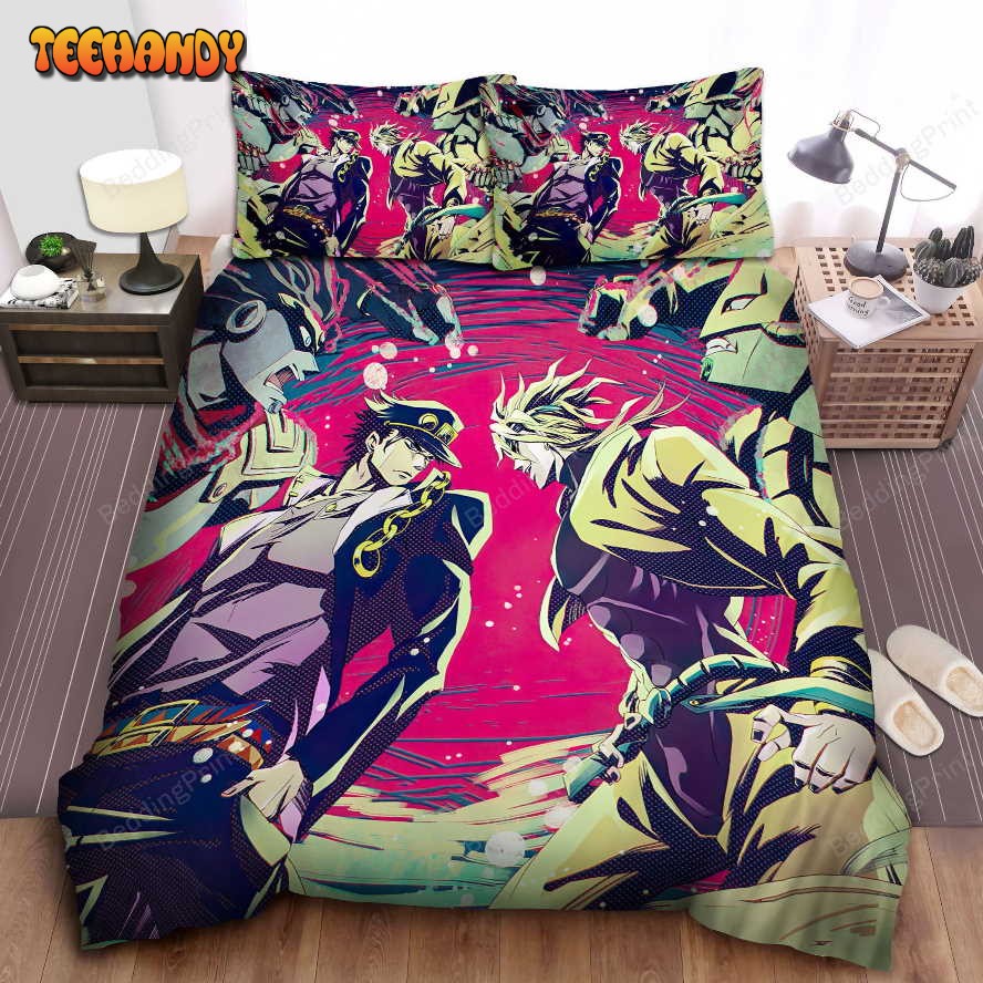 Jojo Bizarre Adventure Jotaro Kujo Vs. Dio Brando Duvet Cover Bedding Sets