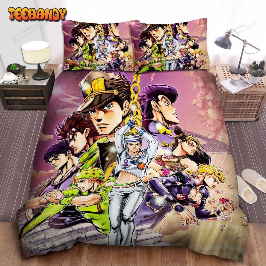 Jojo Bizarre Adventure Poses Bed Sheets Duvet Cover Bedding Sets