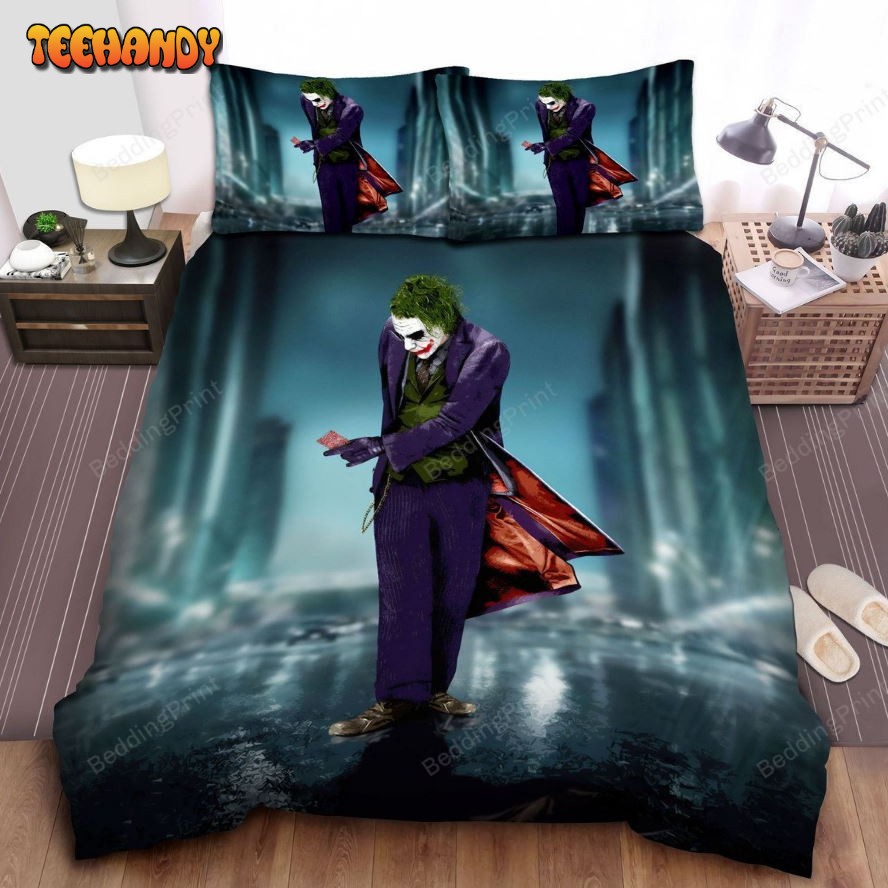 Joker By Heath Ledger In Gotham City Illustration Duvet Cover Bedding Sets