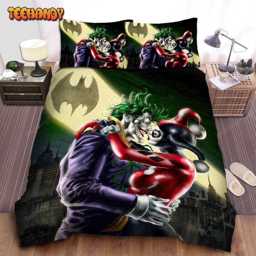 Joker Kissing Harley Quinn Batman Sign Bed Sheets Duvet Cover Bedding Sets