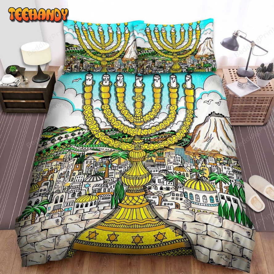 Judaism Menorah A Light For Israel Bed Sheets Duvet Cover Bedding Sets