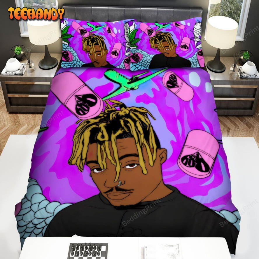 Juice Wrld And Drugs Cartoon Artwork Spread Bedding Sets