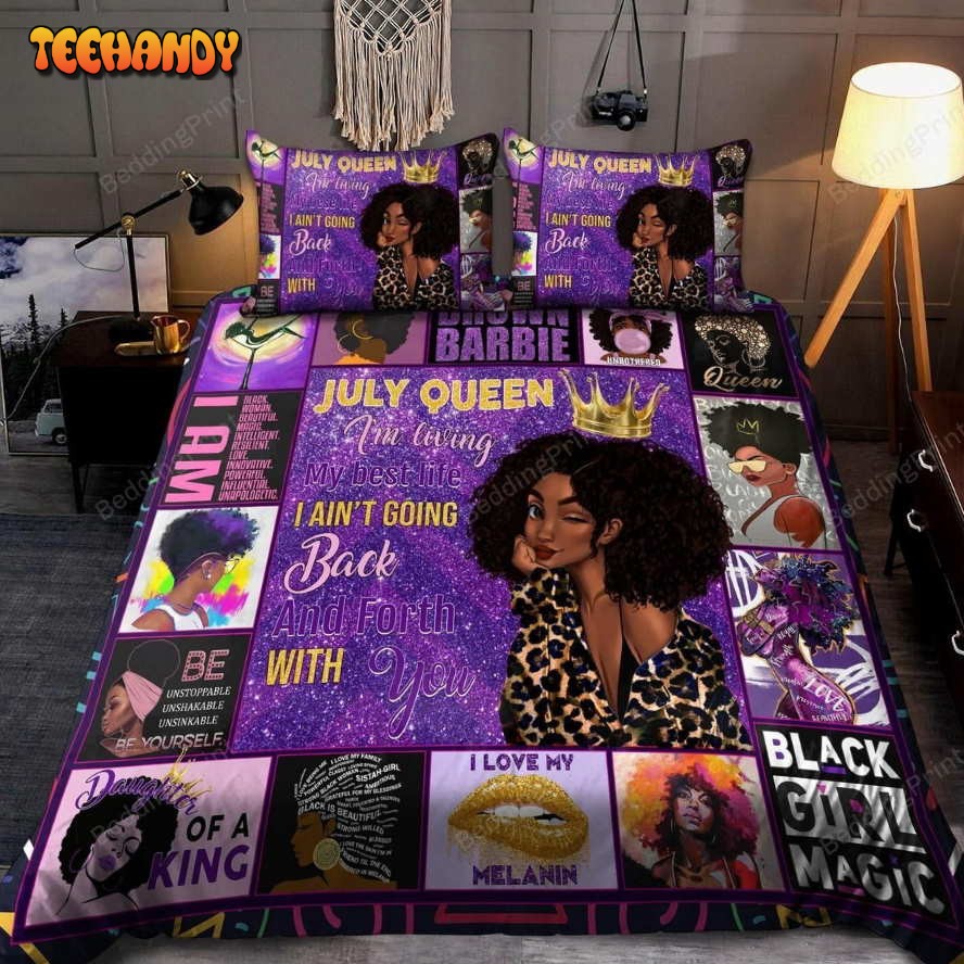 July Queen Bling African Personalized Custom Month Bedding Set