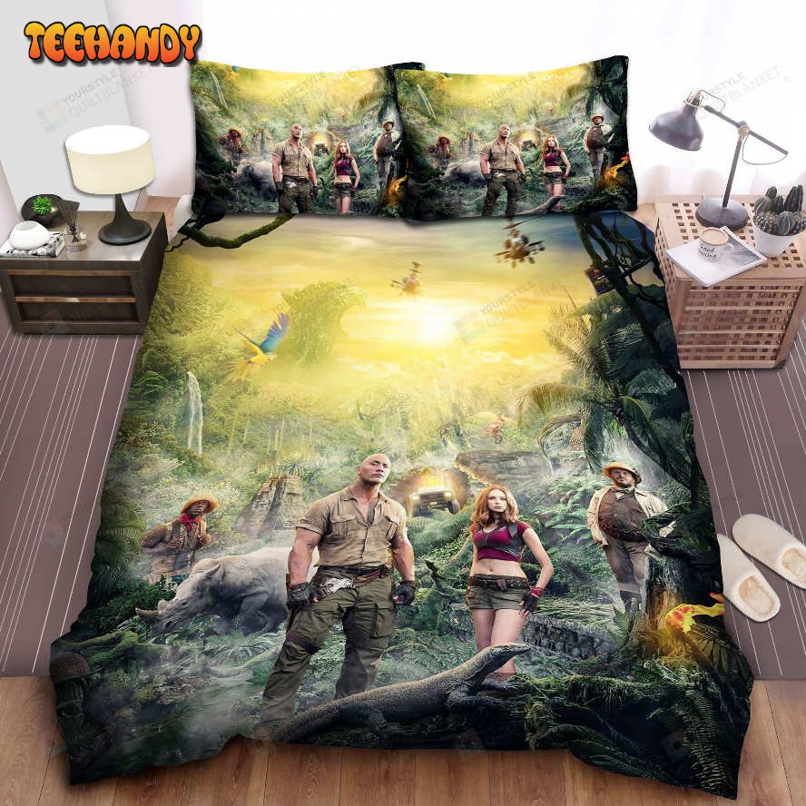 Jumanji Welcome To The Jungle Poster Spread Comforter Duvet Cover Bedding Sets