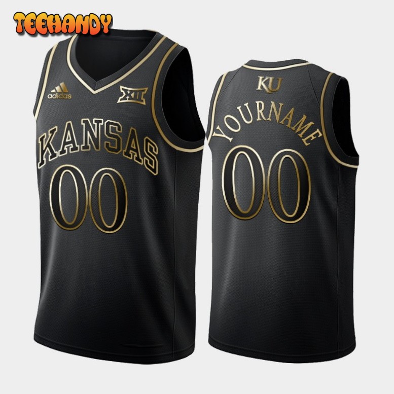 Kansas Jayhawks Custom Black Golden College Basketball Jersey