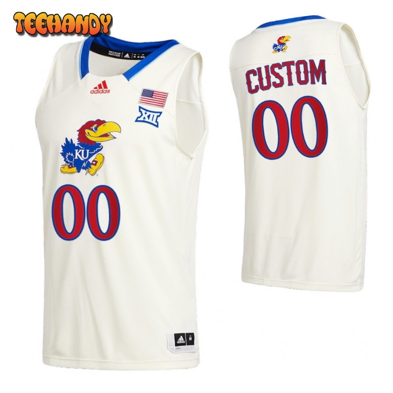 Kansas Jayhawks Custom Cream College Basketball Jersey