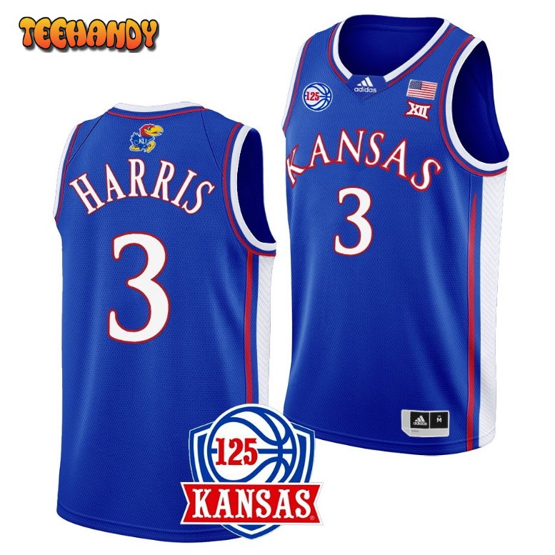 Kansas Jayhawks Dajuan Harris Jr. Blue 125th Anniversary College Basketball Jersey