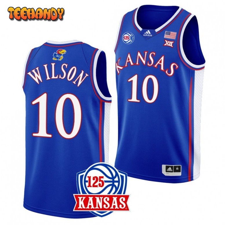 Kansas Jayhawks Jalen Wilson Blue Away 125th Anniversary College Basketball Jersey