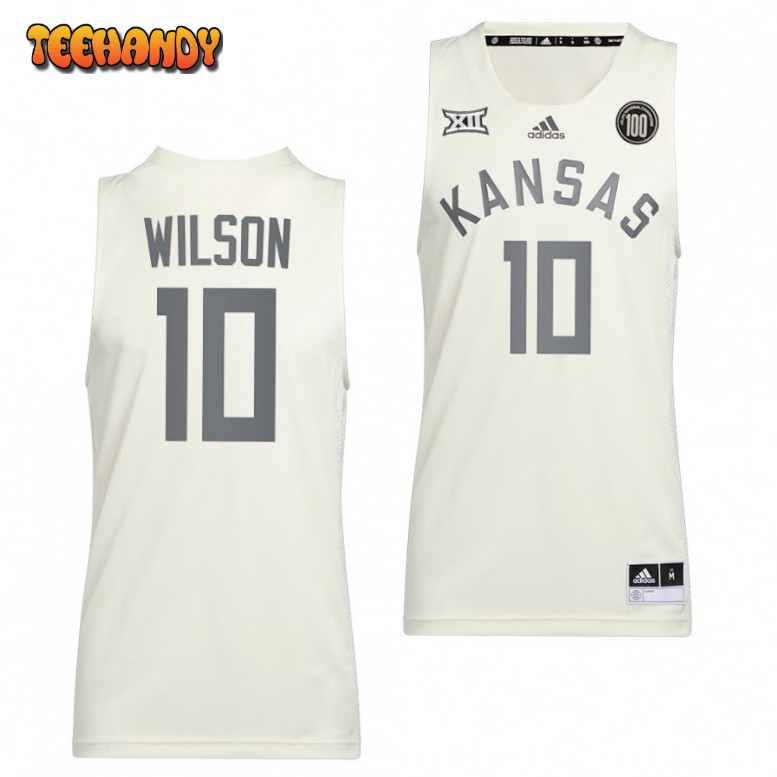 Kansas Jayhawks Jalen Wilson White 100th Anniversary 1922 Helms National Jersey