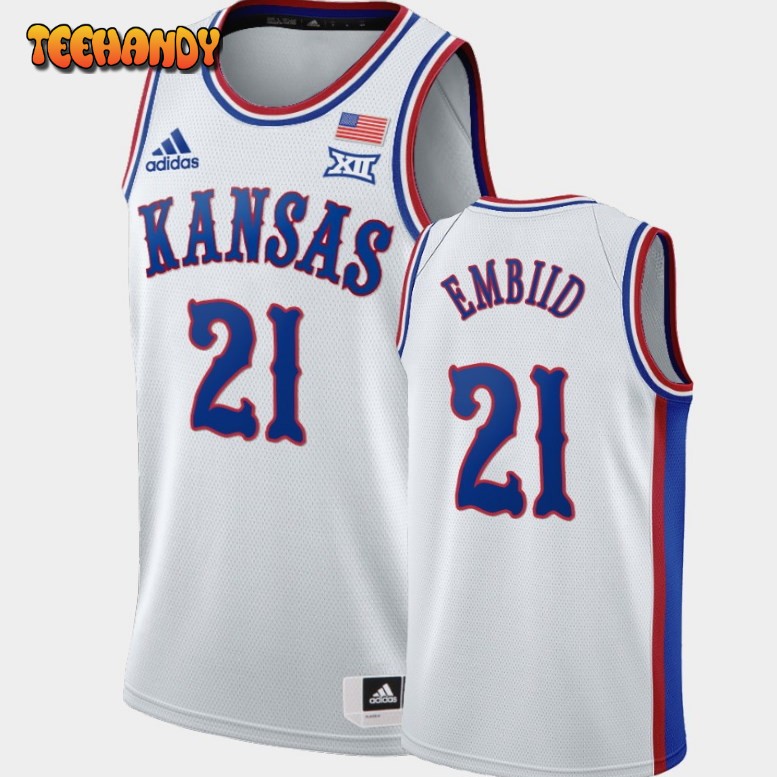 Kansas Jayhawks Joel Embiid White 1990s Throwback Jersey