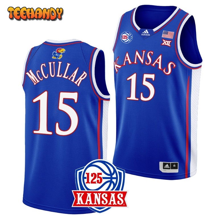 Kansas Jayhawks Kevin McCullar Jr Blue 125th Anniversary College Basketball Jersey