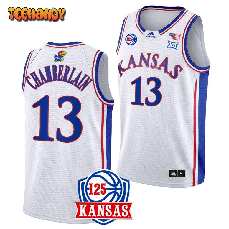 Kansas Jayhawks Wilt Chamberlain White 125th Anniversary Jersey