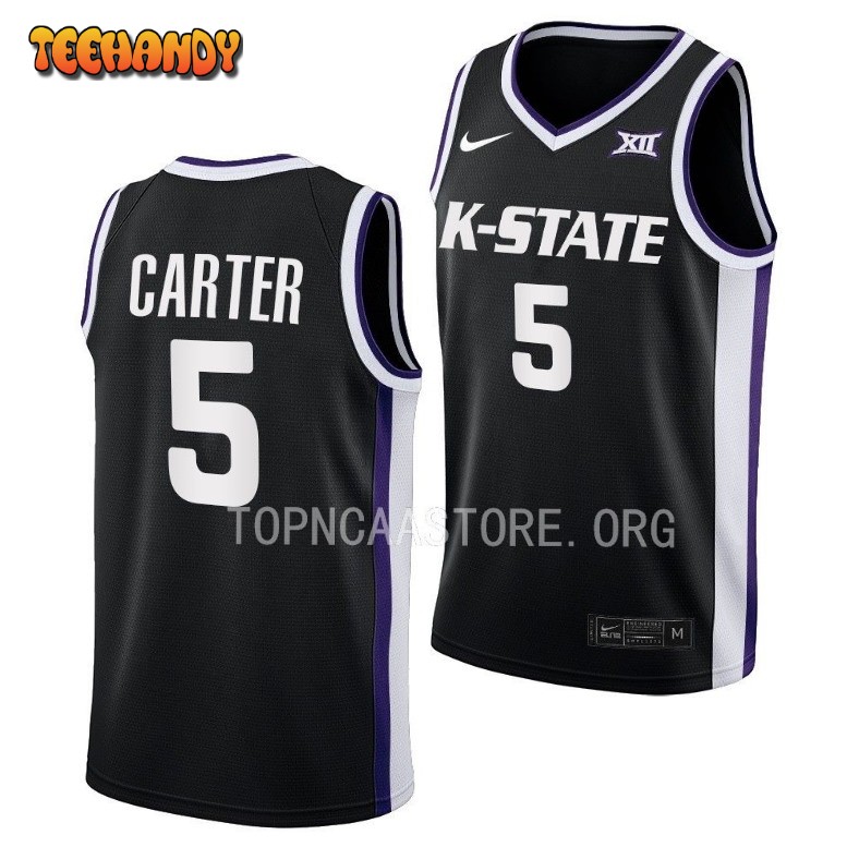 Kansas State Wildcats Cam Carter 2023 Black Alternate College Basketball Jersey