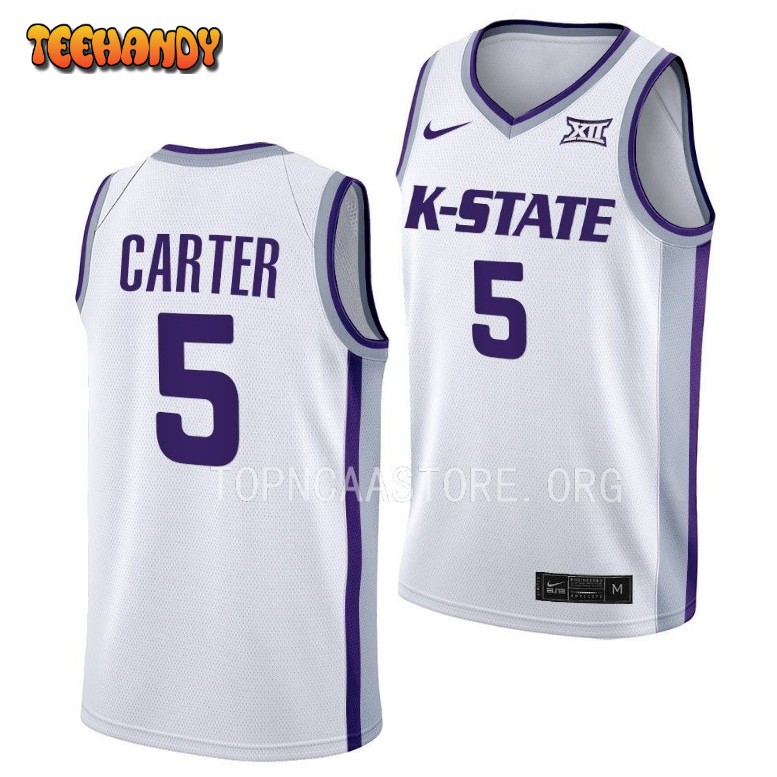 Kansas State Wildcats Cam Carter 2023 White College Basketball Jersey