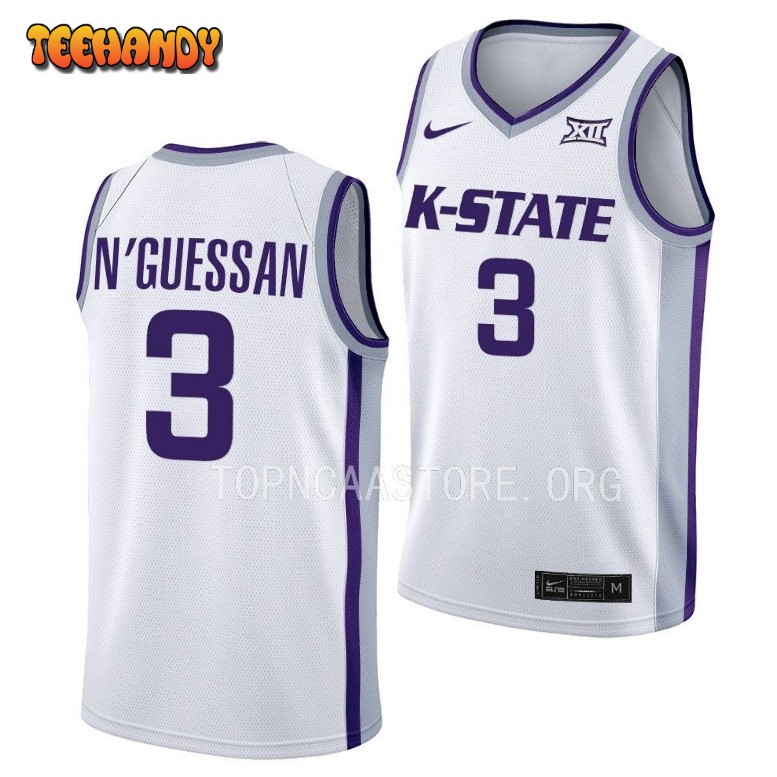 Kansas State Wildcats David N’Guessan 2023 White College Basketball Jersey