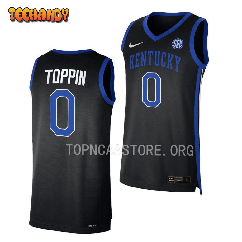 Kentucky Wildcats Jacob Toppin 2023 Black Replica College Basketball Jersey