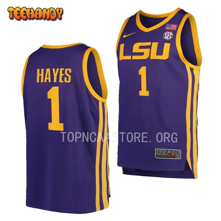 LSU Tigers Cam Hayes 2023 Purple College Basketball Jersey