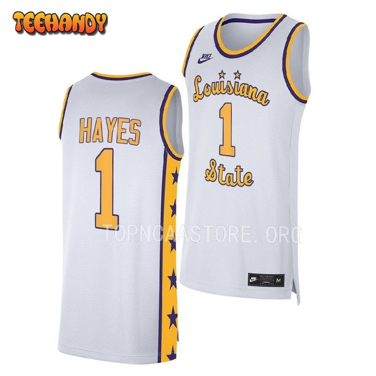 LSU Tigers Cam Hayes 2023 White Replica College Basketball Jersey