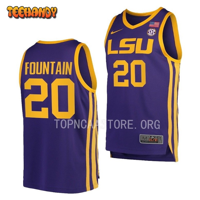 LSU Tigers Derek Fountain 2023 Purple College Basketball Jersey