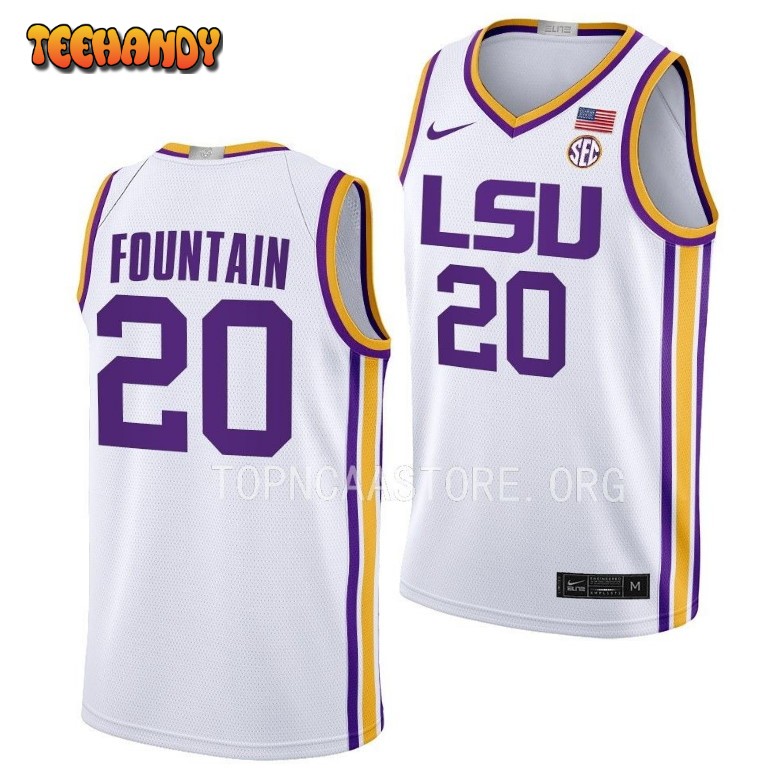 LSU Tigers Derek Fountain 2023 White Limited College Basketball Jersey